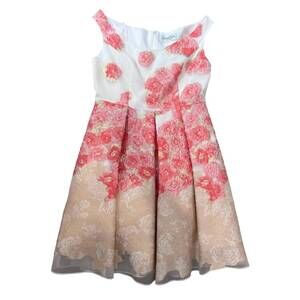 NEW MARIA COCA women's flower embroidered print dress in orange